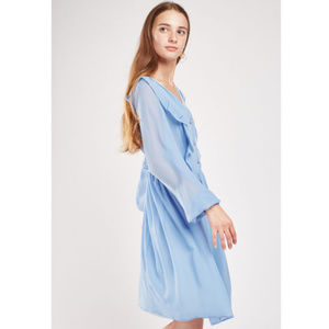 🍩 Sheer Chiffon Ruffle Tea Dress M